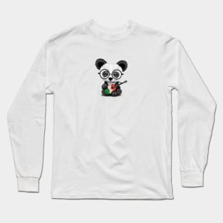 Baby Panda Playing Italian Flag Guitar Long Sleeve T-Shirt